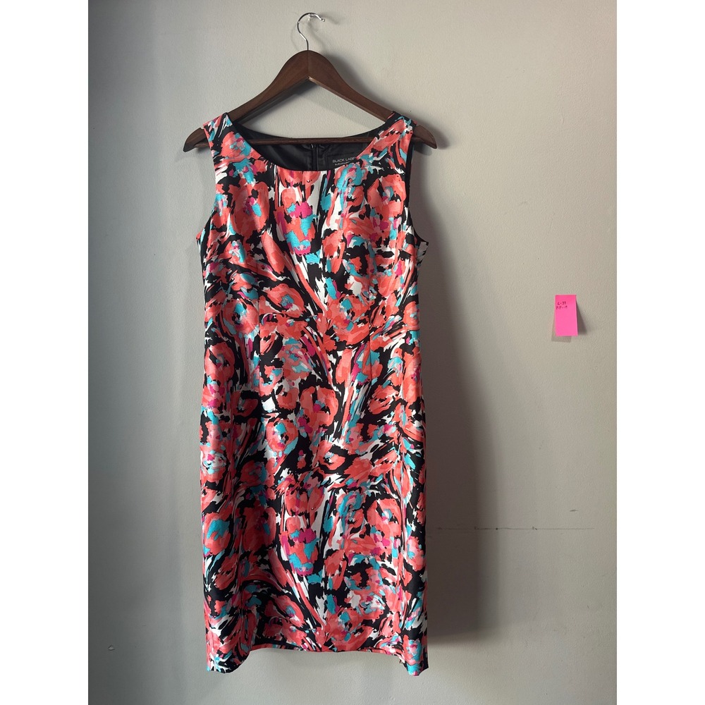Black Label by Evan-Picone Floral Sheath Dress Coral Turquoise Size 10